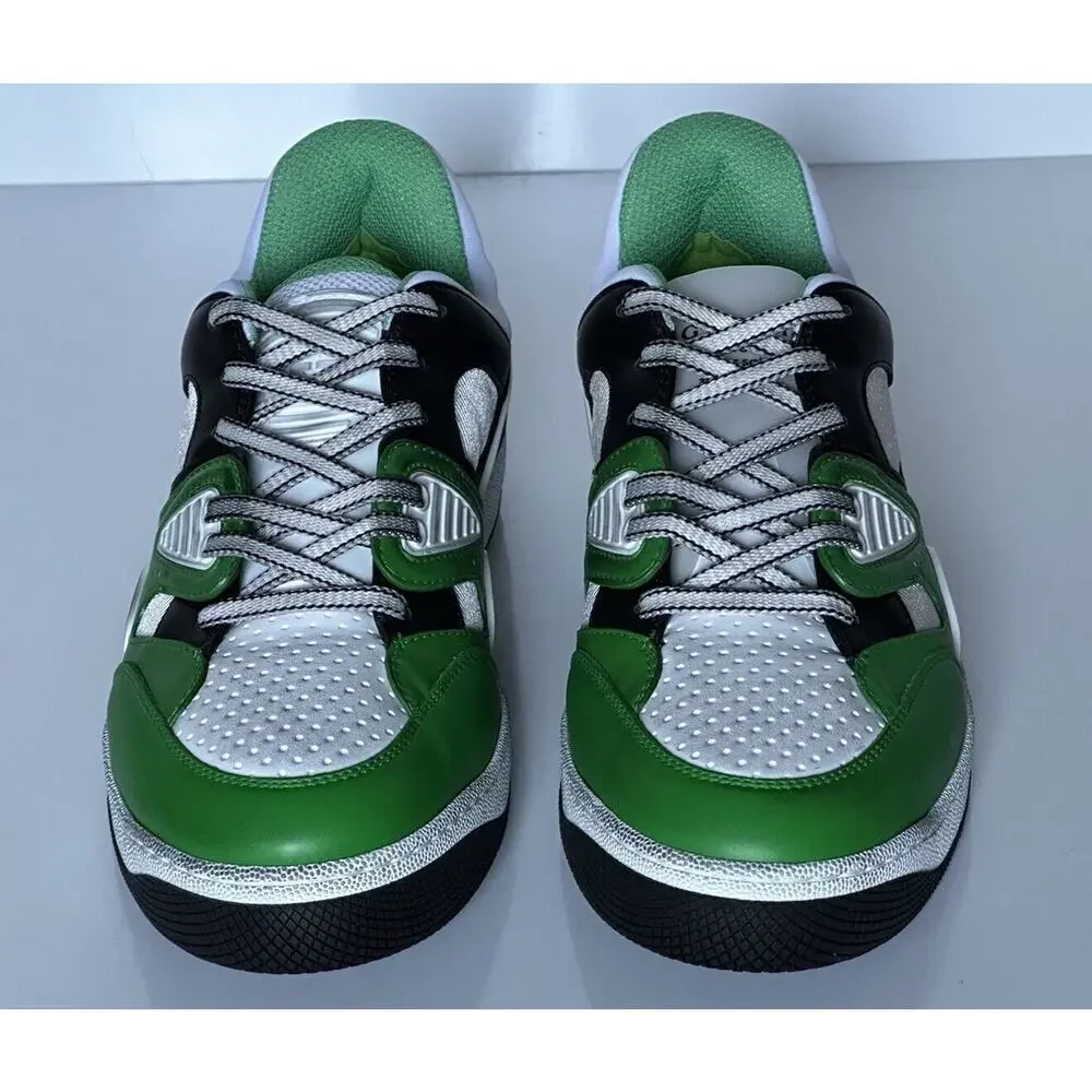 Gucci Men's Low-top White/Green Leather Sneakers 11.5 US (Gucci 11G) 697882 NIB